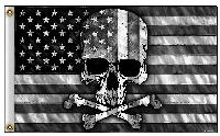 3'x5' American Flag with Skull [Black & White]